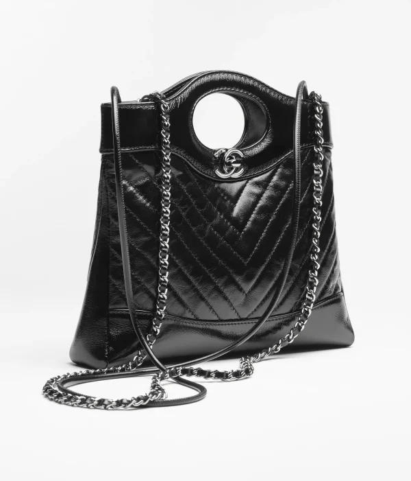 CHANEL 31 Mini Shopping Bag   Bright faced lambskin and ruthenium colored metal black - Image 2