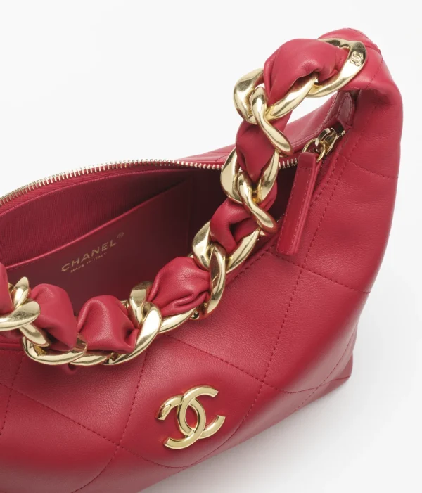 CHANEL Hippie bag   Shiny calf leather and golden metal red - Image 3
