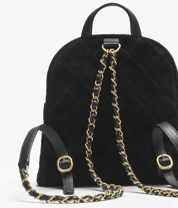 CHANEL backpack   Suede effect, cowhide and gold metal black - Image 2