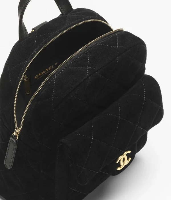 CHANEL backpack   Suede effect, cowhide and gold metal black - Image 3