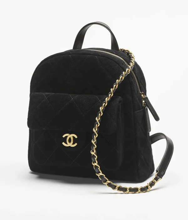 CHANEL backpack   Suede effect, cowhide and gold metal black - Image 4
