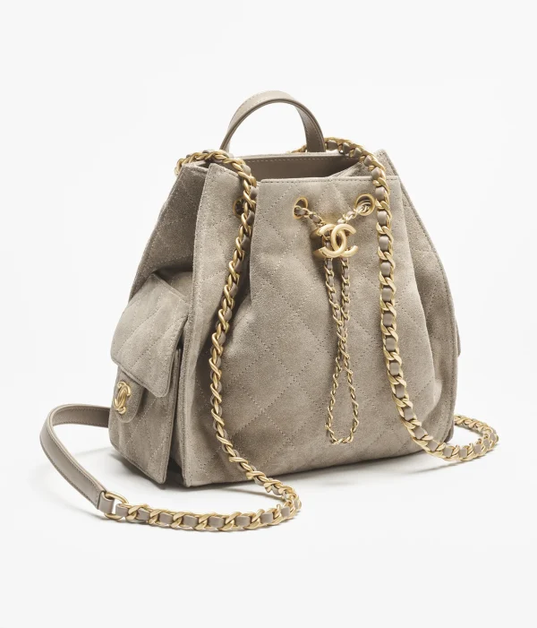 CHANEL 25 Medium Backpack   Suede effect, cowhide and gold metal dark gray - Image 2