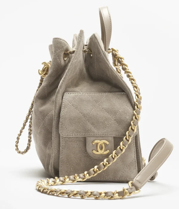 CHANEL 25 Medium Backpack   Suede effect, cowhide and gold metal dark gray - Image 3