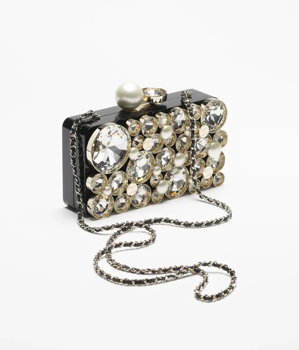 CHANEL evening bag Resin glass, rhinestones, crystal and gold colors - Image 3