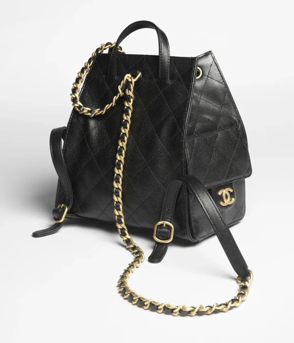 CHANEL 25 Medium Backpack   Particle embossed calf leather and gold metal black - Image 2
