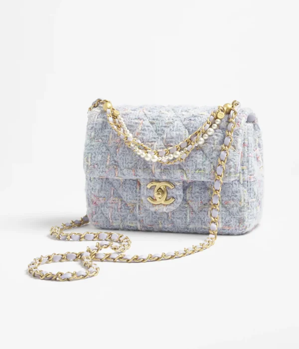 CHANEL Mini cap bag   Wool twill soft woolen fabric, artificial pearls, and golden metal Light purple and multi-color - Image 2