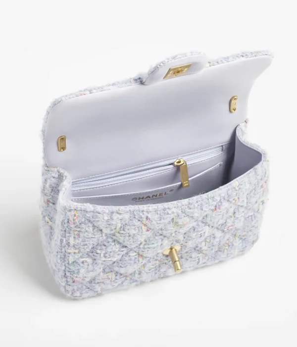 CHANEL Mini cap bag   Wool twill soft woolen fabric, artificial pearls, and golden metal Light purple and multi-color - Image 4