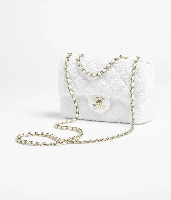 CHANEL Mouth cap bag   Quilted sequins and golden metal white - Image 2