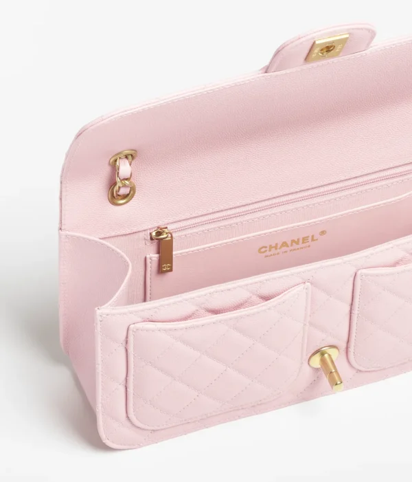 CHANEL Mouth cap bag   Particle embossed shiny calf leather with golden metal Pale pink - Image 3