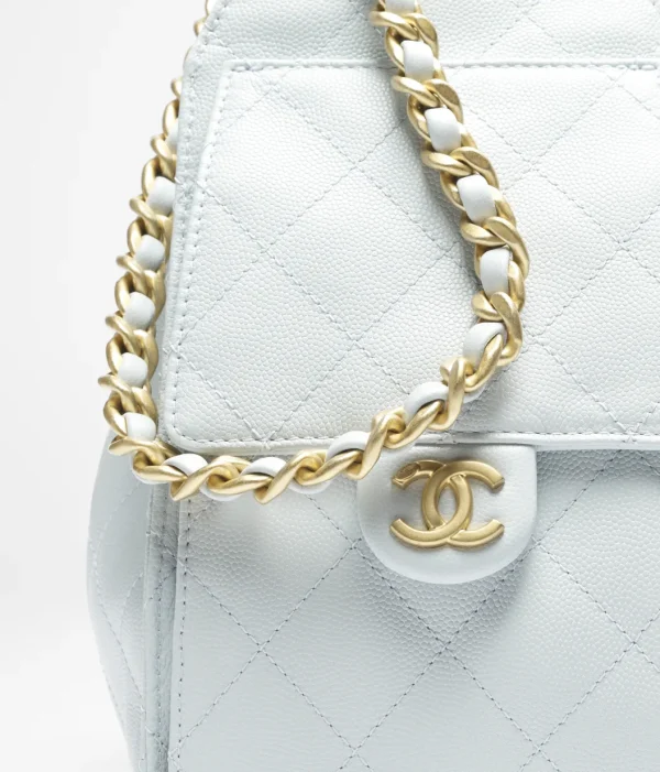 CHANEL 25 Small Handbag   Particle embossed calf leather and gold metal light blue - Image 3