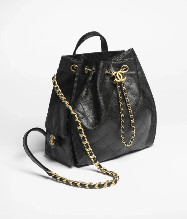 CHANEL 25 Medium Backpack   Particle embossed calf leather and gold metal black - Image 3