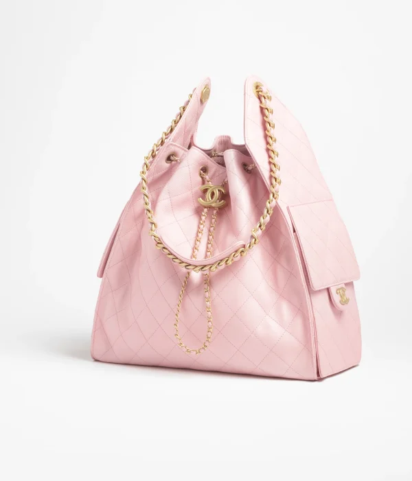 CHANEL 25 Medium Handbag   Particle embossed calf leather and gold metal Pale pink - Image 2