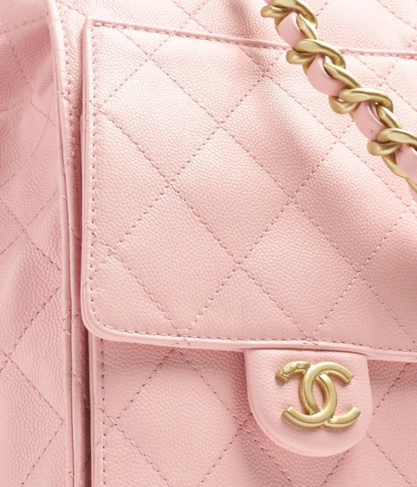 CHANEL 25 Medium Handbag   Particle embossed calf leather and gold metal Pale pink - Image 3