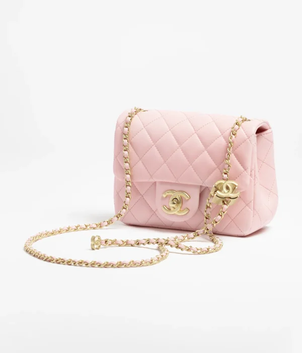 CHANEL Mini cap bag   Polish lambskin and golden metal Pale pink - Image 4