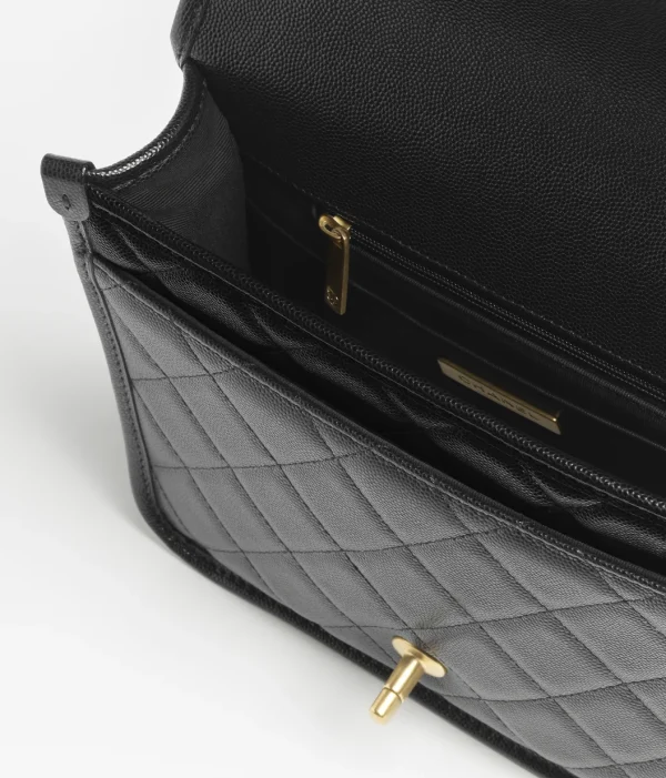CHANEL backpack Particle embossed shiny calf leather with golden metal black - Image 4