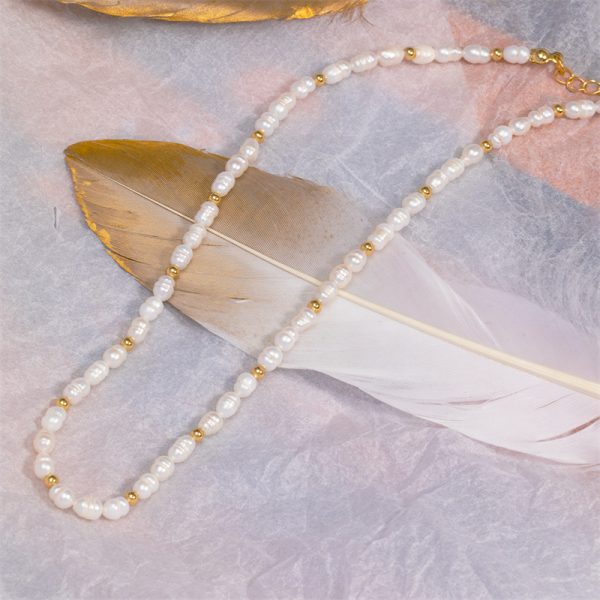 Natural pearl copper ball necklace - Image 3