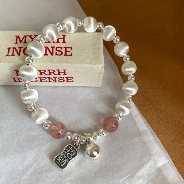 Strawberry Crystal Auspicious Charm Bracelet - Image 5