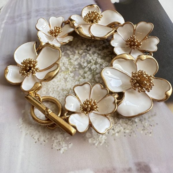 Colored enamel flower bracelet