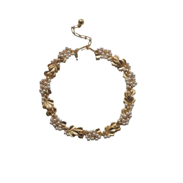 Pearl Ginkgo Leaf Retro Necklace - Image 2