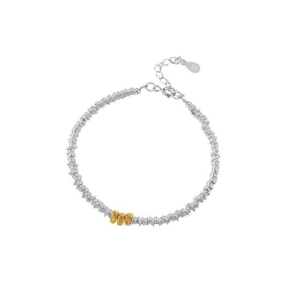 Simple Cheese Crumb Silver Bracelet