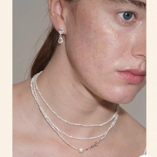 Luxury-Style White Pearl Bead Long Necklace