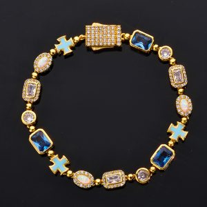 Cross-shaped gemstone chain zirconium men's bracelet, luxurious and high-end, Australian jewelry accessory
