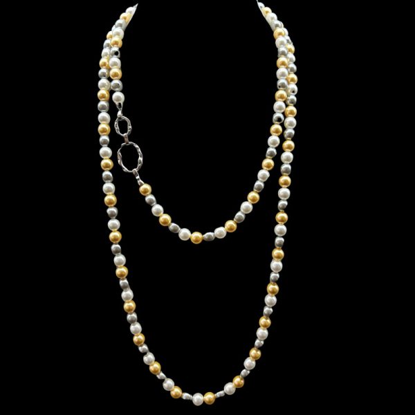 French-style multi-colored pearl long necklace - Image 4