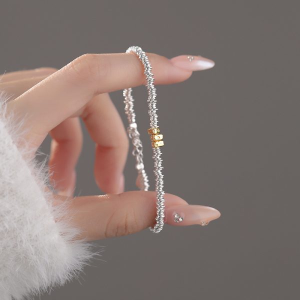 Simple Cheese Crumb Silver Bracelet - Image 3