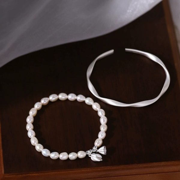 Pearl Lotus Seed Beaded Couple Bracelet - Image 5