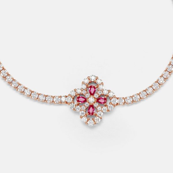 Four-leaf clover grown into red gemstone bracelet - Image 4