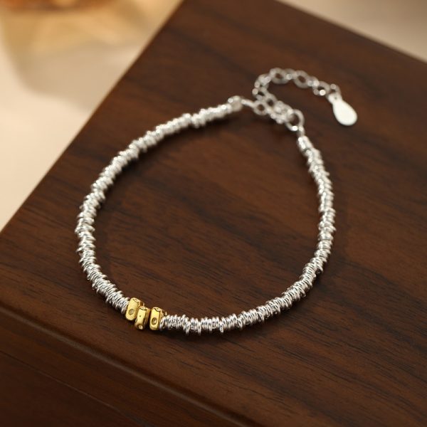 Simple Cheese Crumb Silver Bracelet - Image 4