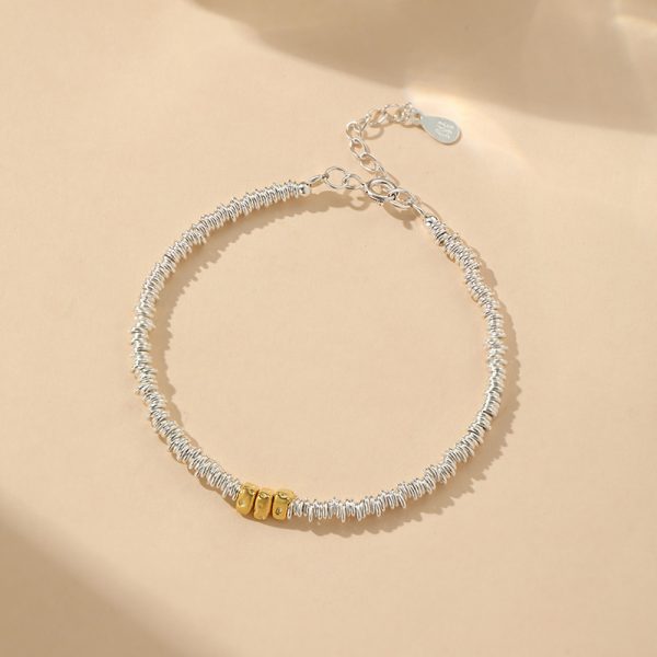 Simple Cheese Crumb Silver Bracelet - Image 5