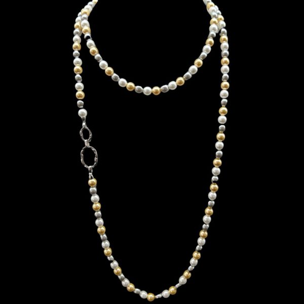 French-style multi-colored pearl long necklace