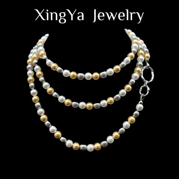 French-style multi-colored pearl long necklace - Image 2
