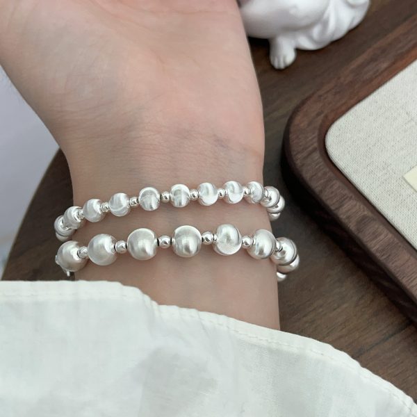 Pure silver cat's eye talisman bracelet