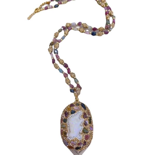 Baroque pearl and tourmaline necklace