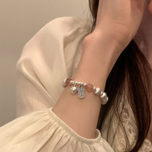 Strawberry Crystal Auspicious Charm Bracelet