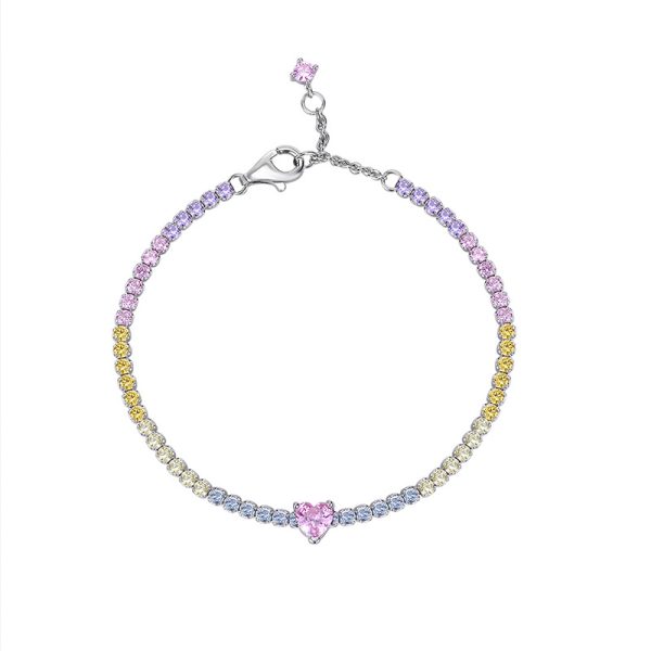 Rainbow Zircon Heart Charm Bracelet - Image 2