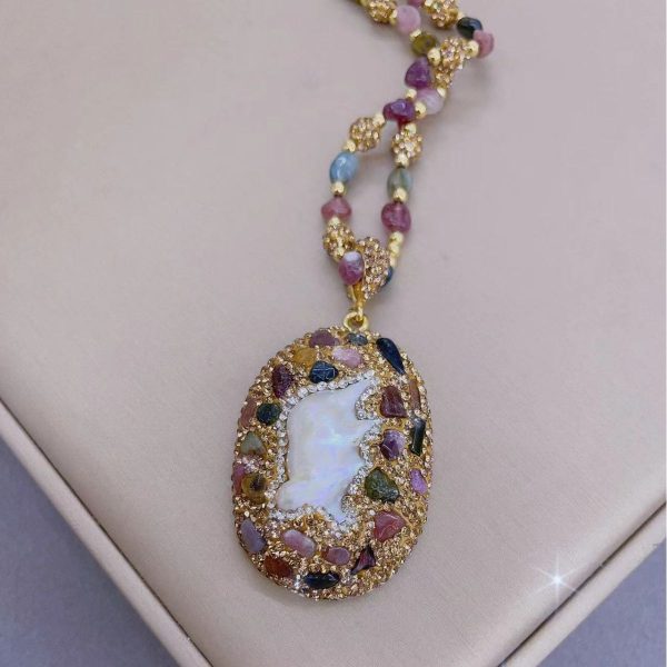 Baroque pearl and tourmaline necklace - Image 2