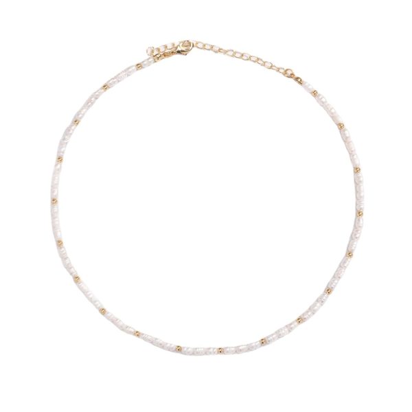 Natural pearl copper ball necklace