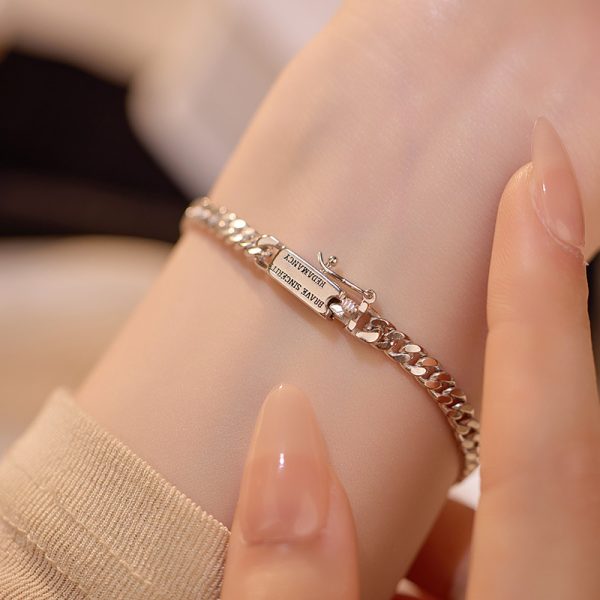 Couple-style square-shaped Cuban chain bracelet - Image 2