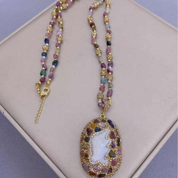Baroque pearl and tourmaline necklace - Image 3