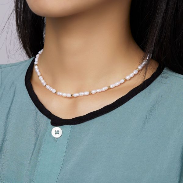 Natural pearl copper ball necklace - Image 2