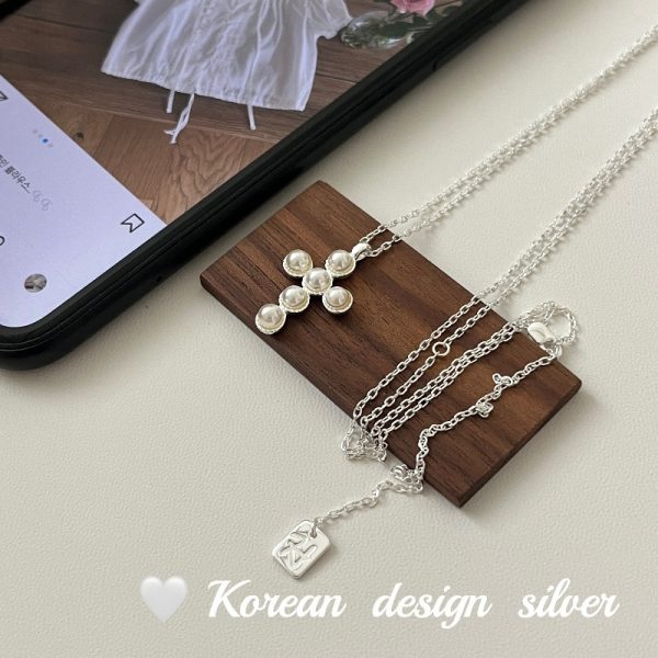 Pearl Cross Necklace - Image 3