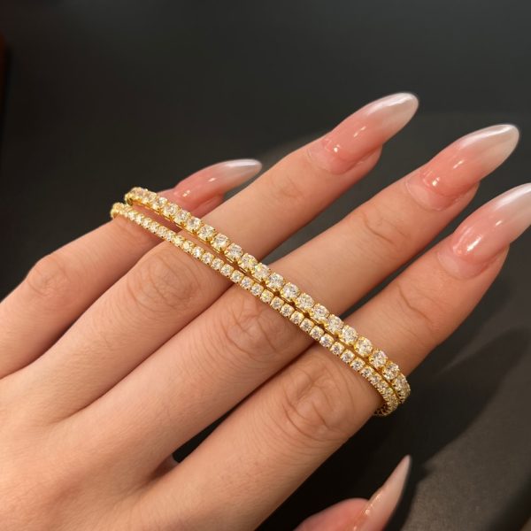 Pure silver bracelet set with diamonds - Image 4