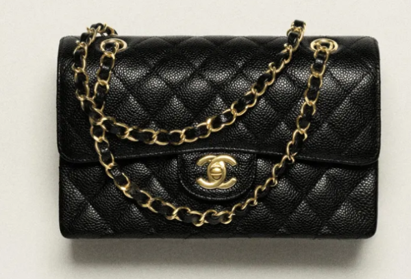 CHANEL Trumpet Classic Handbag Granulated embossed calfskin with gold metal Black