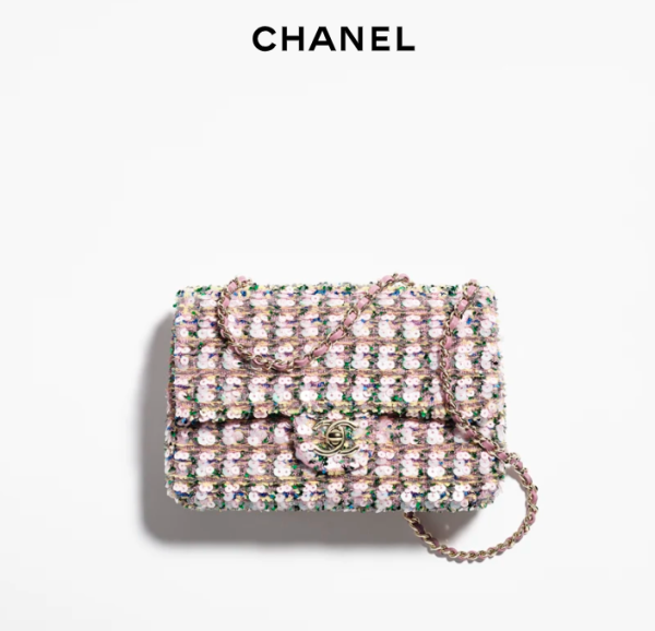 CHANEL Mouth cap bag   Glitter and Golden Metal Pale pink, green, and yellow