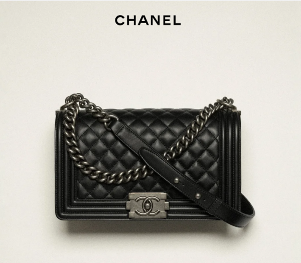 CHANEL BOY CHANEL Cap Bag  Calfskin and ruthenium textured metal black