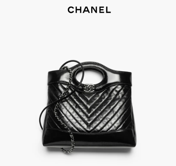 CHANEL 31 Mini Shopping Bag   Bright faced lambskin and ruthenium colored metal black