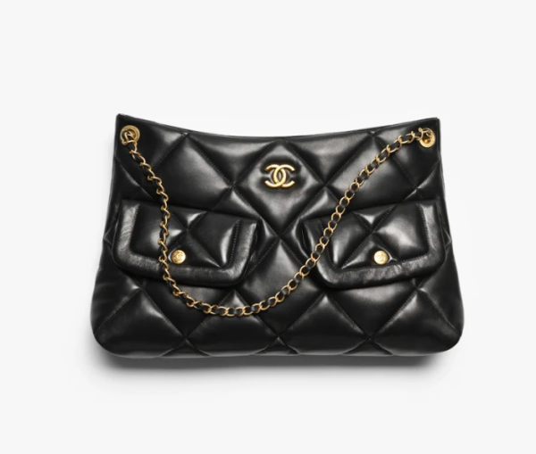 CHANEL shopping bag   Polish lambskin and golden metal black